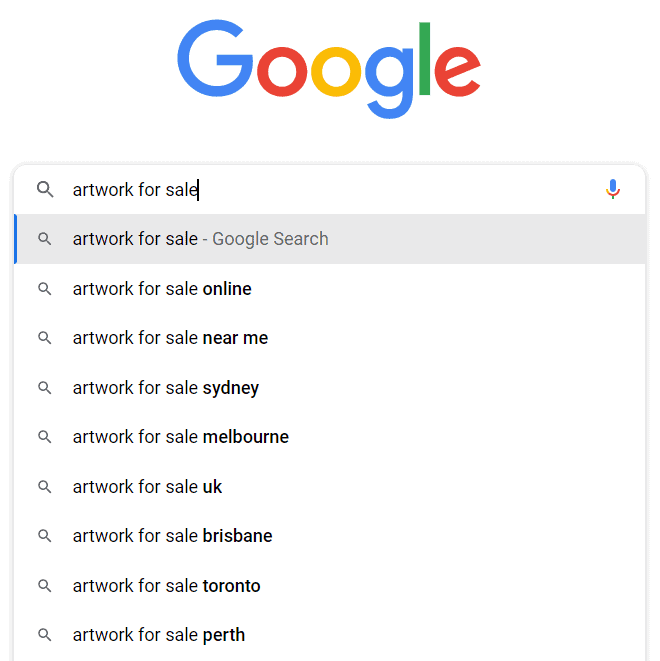 Local SEO: 'artwork for sale Perth' Google search