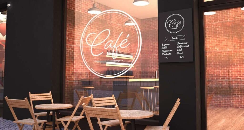 rustic-themed coffee shop's storefront